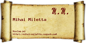 Mihai Miletta névjegykártya